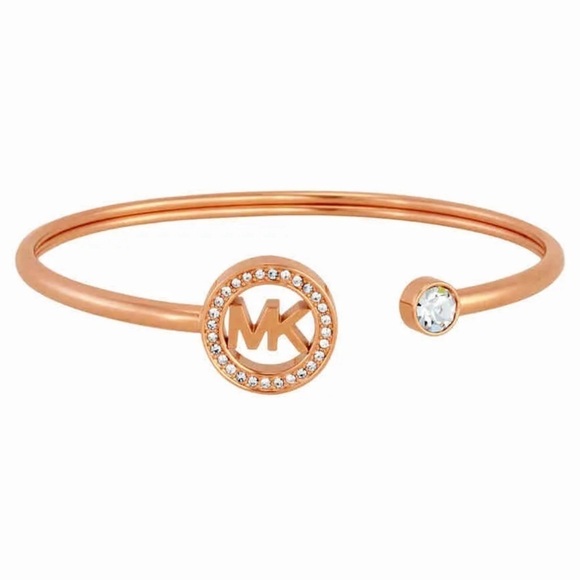 MICHAEL KORS • Rose Gold Fulton Crystal Logo Bracelet - Picture 2 of 4